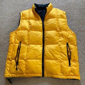 Gap 2 Sided Puffer Vest Size L Large Yellow / Black Down Insulation
